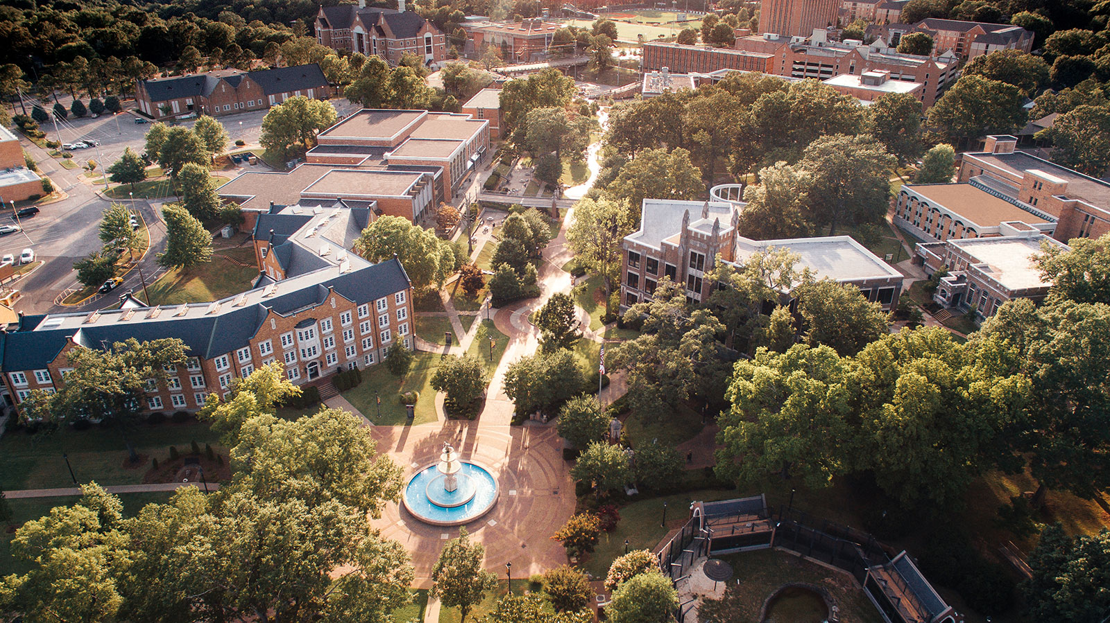 aerial shot of campus