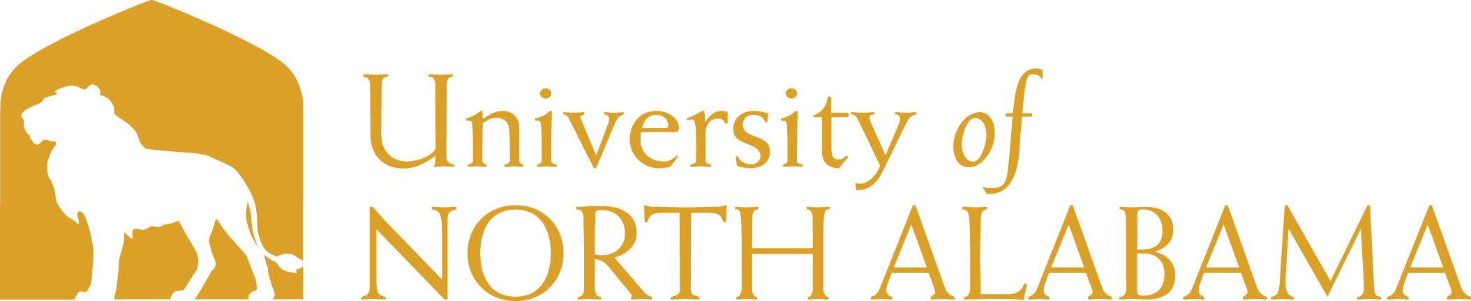 Gold UNA logo with lion