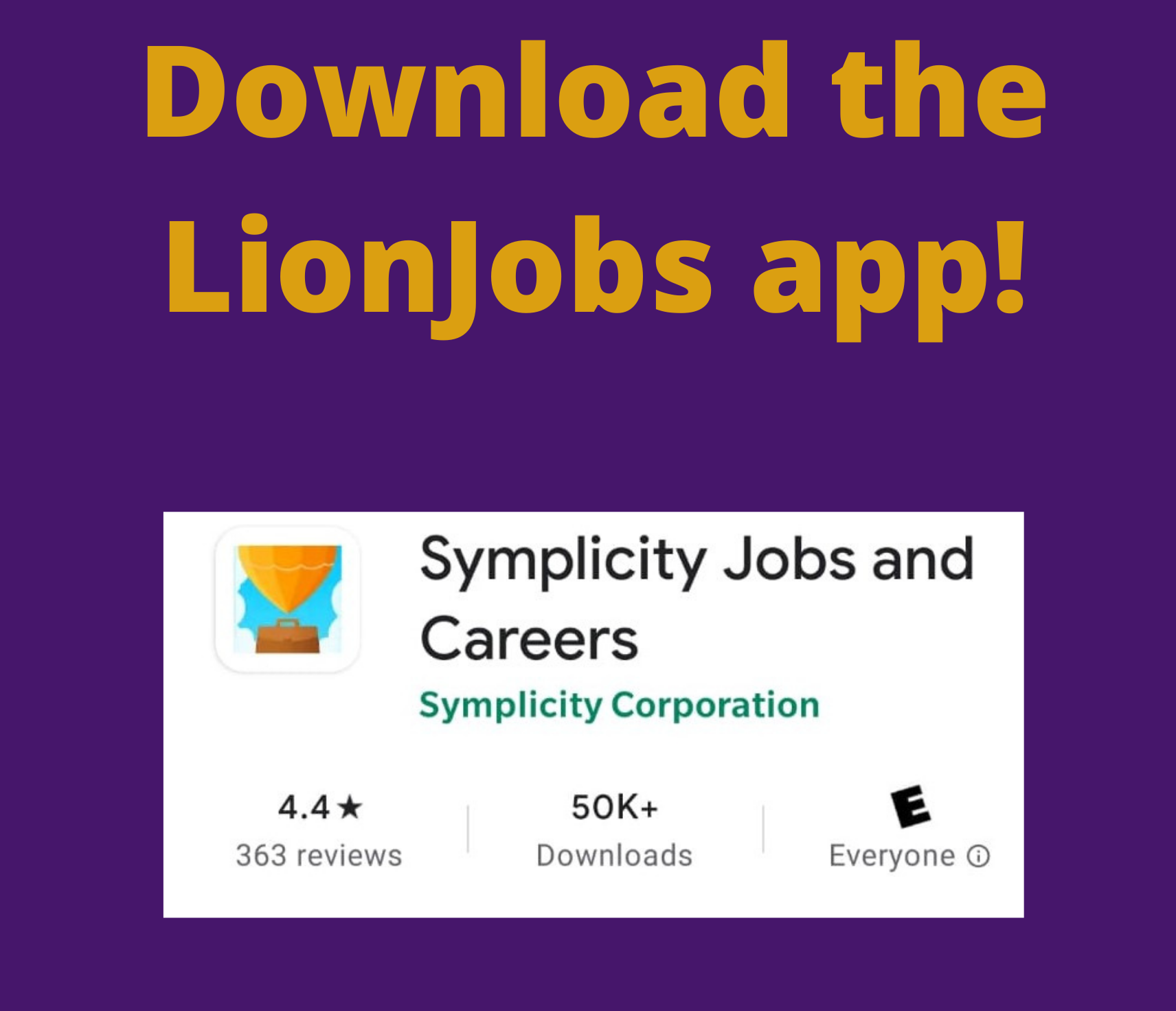 download the LionJobs app!;Below it is simplicity  Jobs and Careers the name of the application