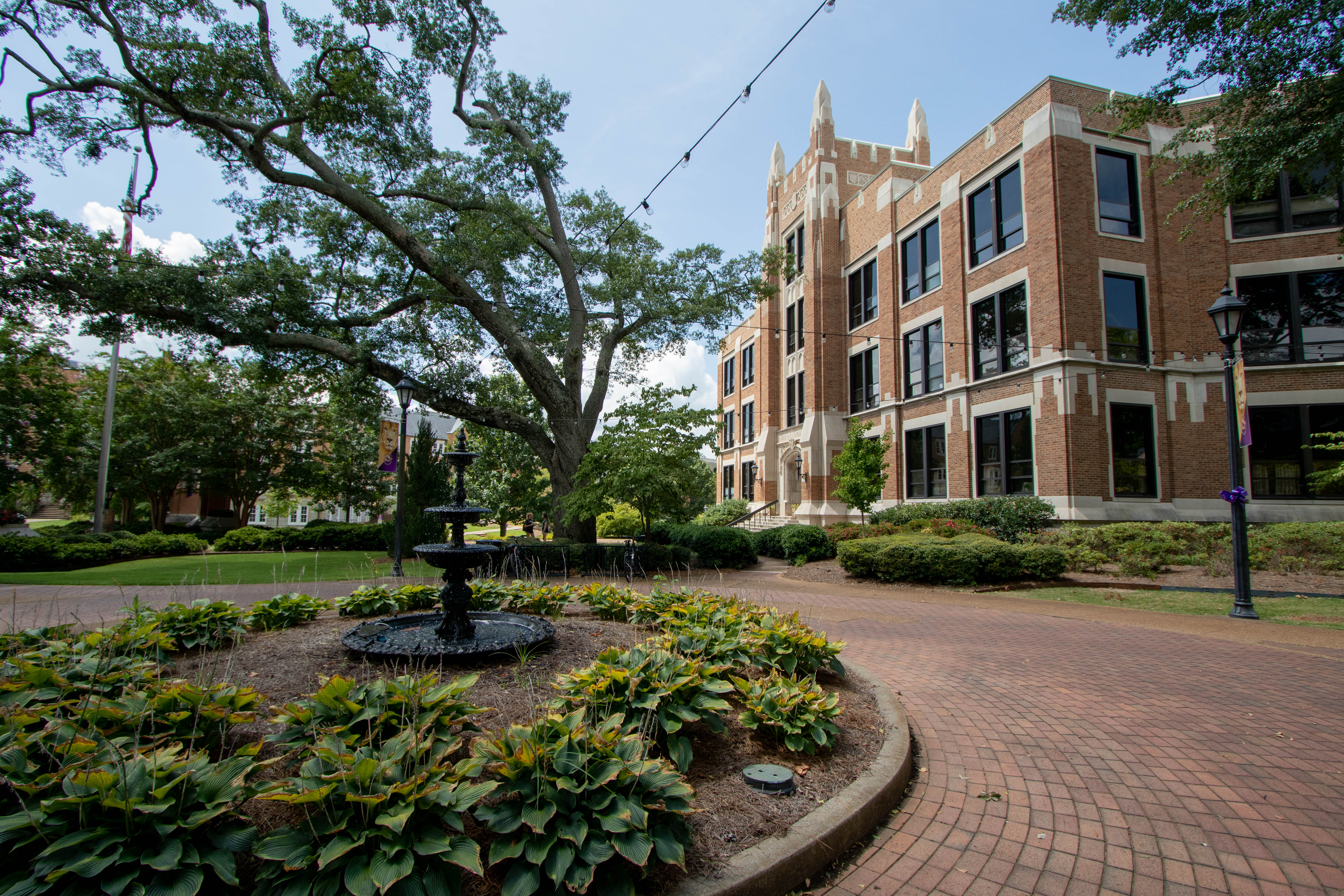 Shot of fountain and Bibb Graves