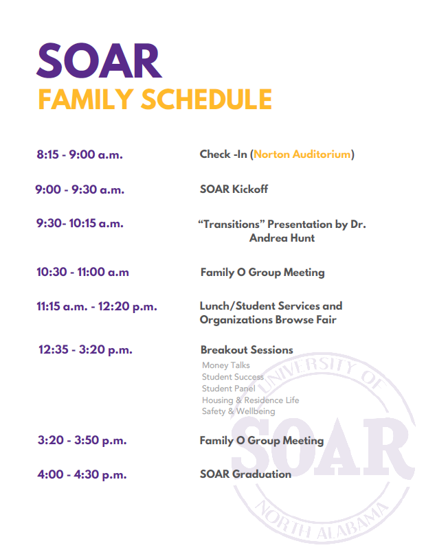 soar family orientation schedule