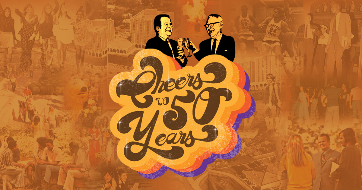"Cheers to 50 Years!" is the 2023 Homecoming theme.