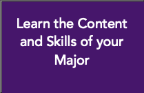 graphic with text saying learn the content and skills of your major