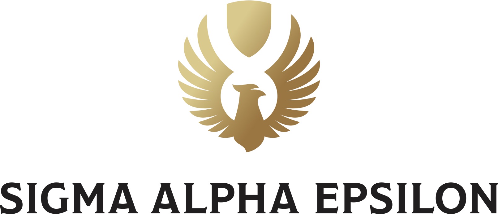 Gold phoenix with wings spread on top of the words Sigma Alpha Epsilon