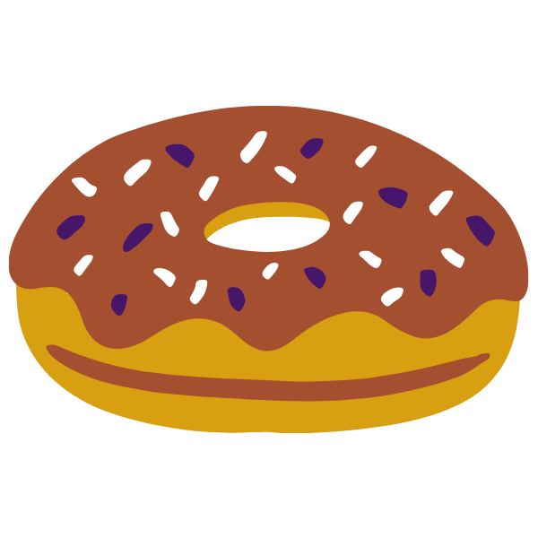 Graphic of a donut with purple sprinkles